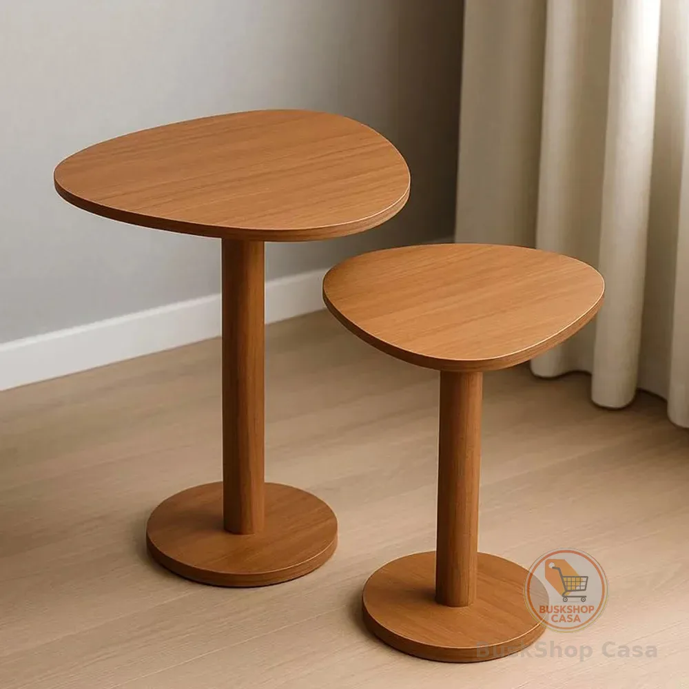 Kit 2 Mesas Laterais Monopé De Tampo Design Orgânico Mel