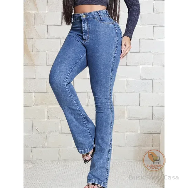 Calça Jeans Feminina Flare Marmorizada Fler Com Elastano