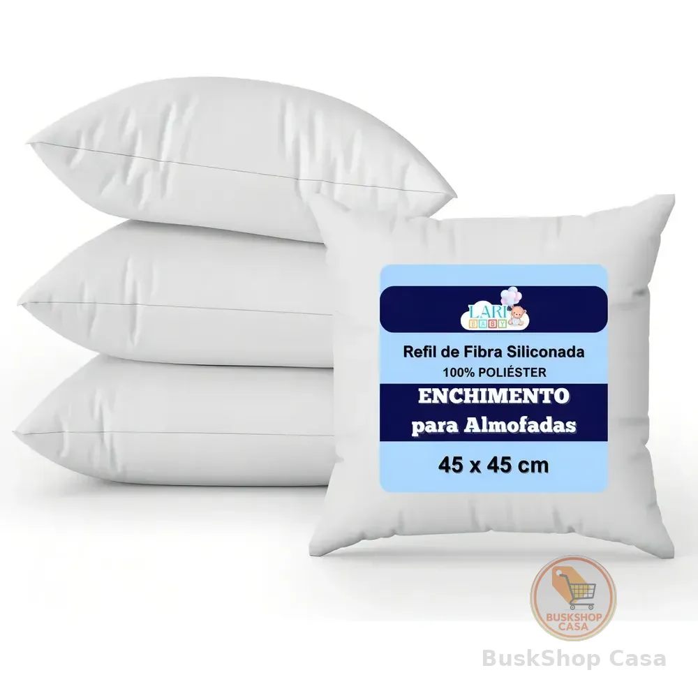 Kit 4 Enchimento Almofada 45x45cm Fibra Siliconada Antialérgico Branco Liso