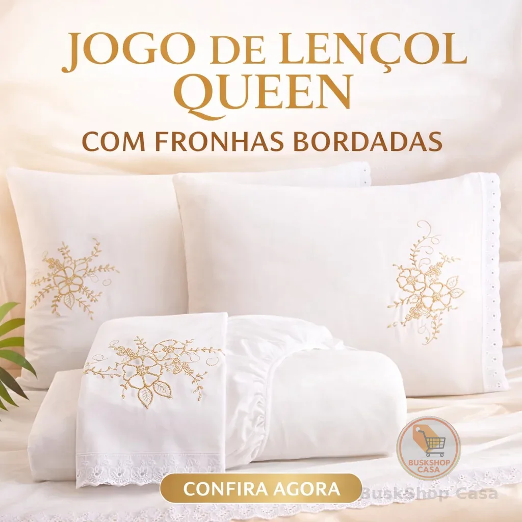 Jogo de Lençol Veneza Cama Queen Com Lese e Bordado 3 Peças para o Dia a Dia Cores