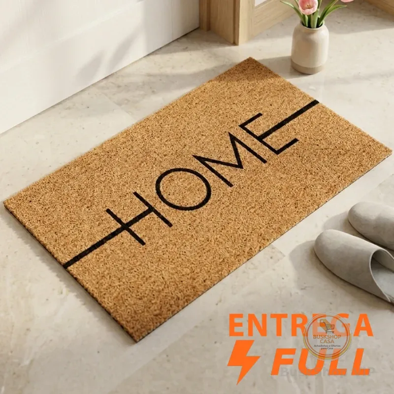Tapete de Entrada Capacho Porta Casa Vinil Apartamento Home Bege 40x60cm Antiderrapante Decorativo