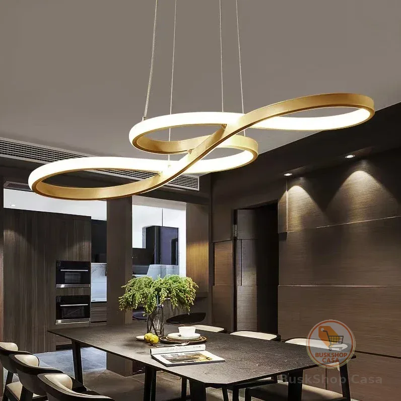 Lustre Moderno Dourado 75cm 3 Cores De Luz Pendente Varios Modelos Para Sala Sala de Estar 110V-220V