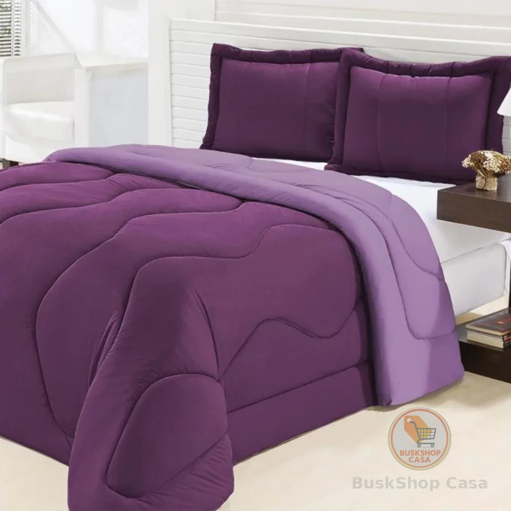Kit Edredom Casal Queen Dupla Face Malha Gel 3 Peças