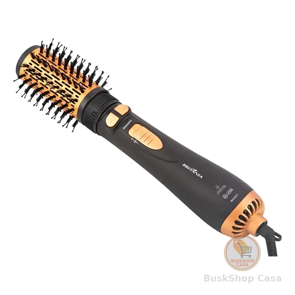 Escova Modeladora Rotativa Britânia Ber20pd 3 Temperaturas Cor Preto E Dourado Preto/dourado 127/220v