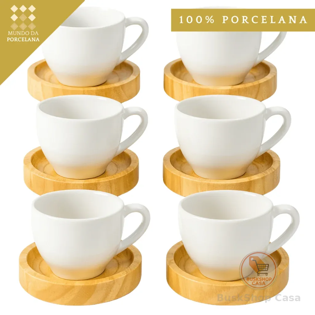 Jogo Xicaras De Porcelana Branca Lisa Cafe Expresso 12 Peças Restaurante Hotel Cafeteria Casa