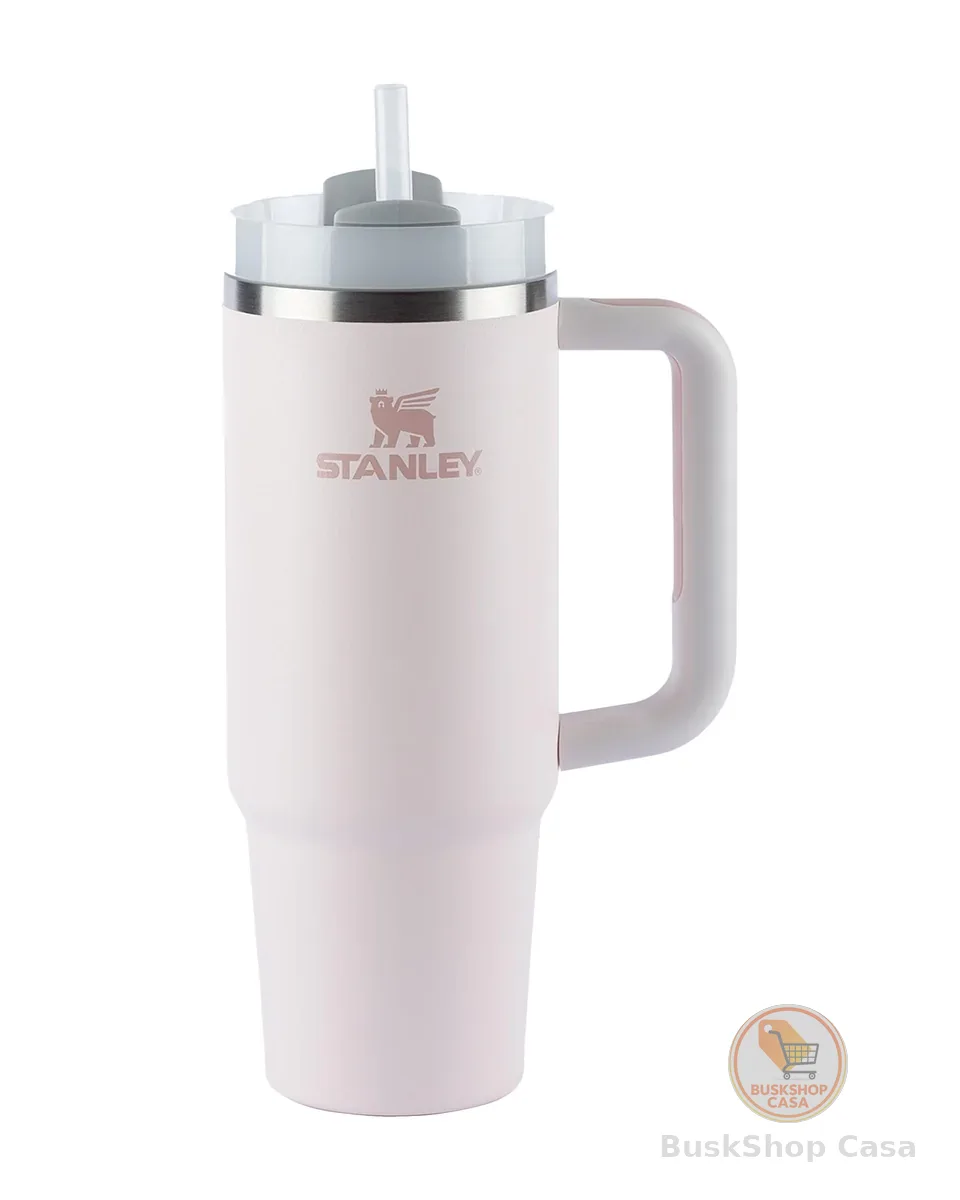 Stanley - Quencher H2.0 FlowState 1,18L - Copo de aço inoxidável com isolamento a vácuo, tampa e canudo, para água, chá gelado, café, smoothies e muito mais, Rose Quartz