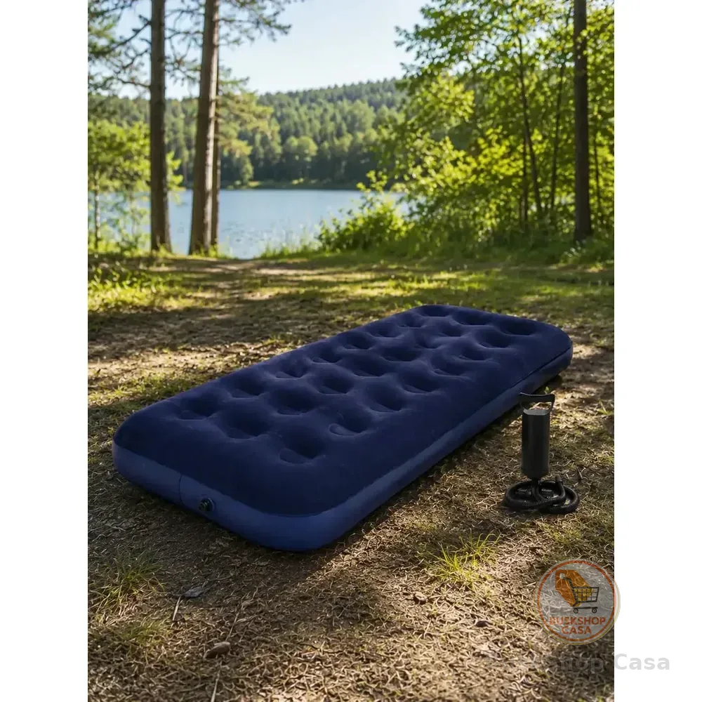 Colchão Inflável Solteiro Avenli 24040 191x73cm Azul Com Bomba Manual