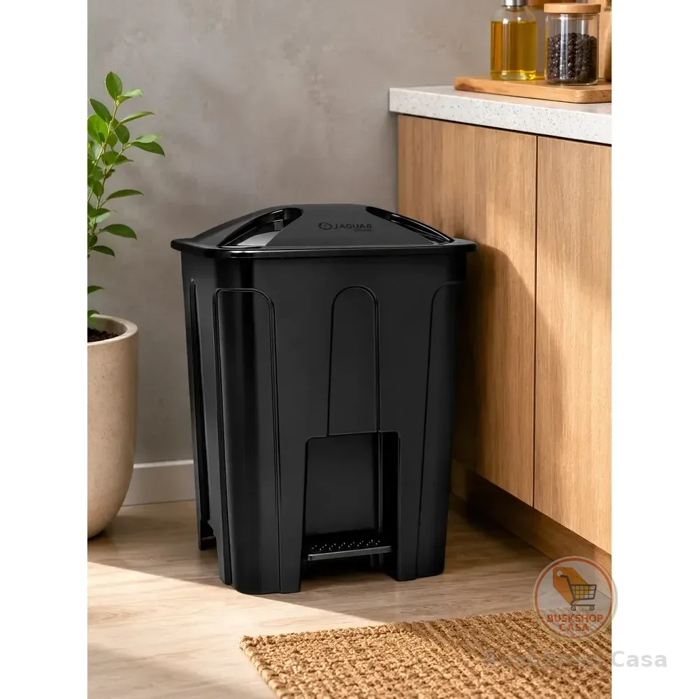 Lixeira De Chão C/pedal 15 Litros Cozinha Escritorio Jaguar Preto