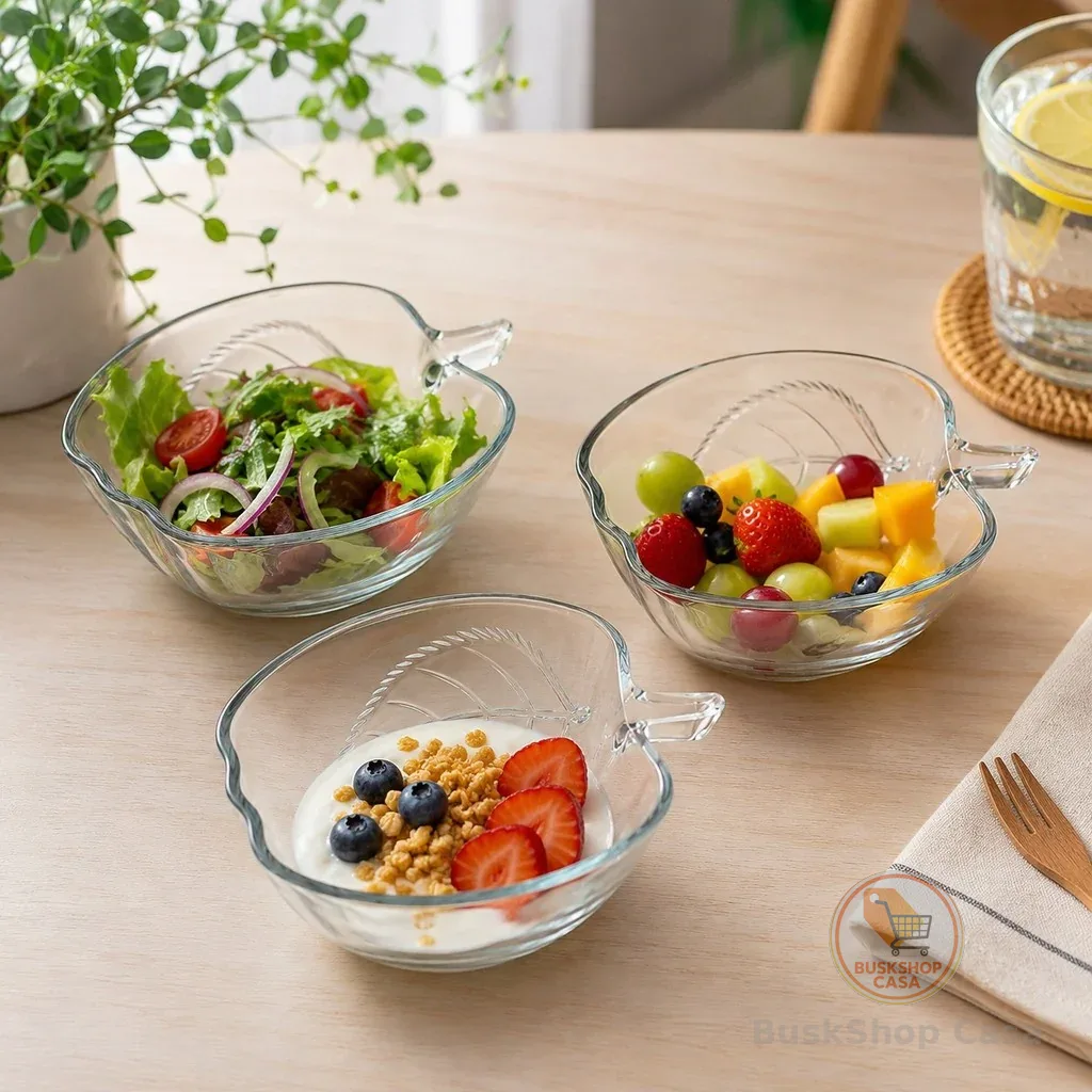 Conjunto 3 Tigelas Bowl De Vidro 245ml Formato Maçã Para Sobremesa Frutas Petiscos