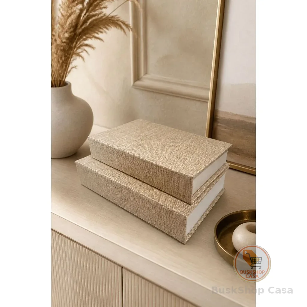 Conjunto 2 Livros Caixa Porta Objetos Decorativo Papel e Poliester