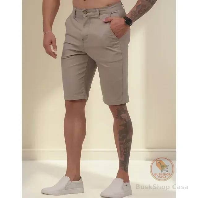 Bermuda  Masculina Sarja Casual Sport Fino Elastano Elegante