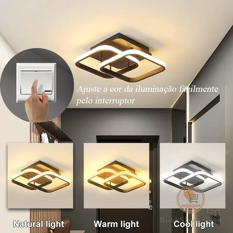 Luminaria teto moderna plafon led 1 lustre para quarto, sala, escritorio, corredor, cozinha