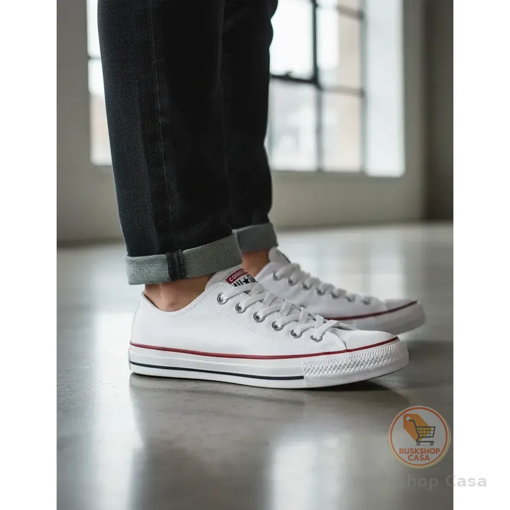 Tênis Chuck Taylor Cano Curto All Star Branco/branco/marinho Liso 35 Br