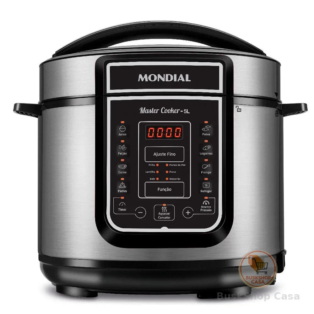 Panela de Pressão Elétrica 5 Litros Mondial Master Cooker PE38 Preta com Prata 127V