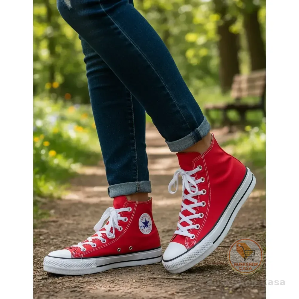 Tênis Chuck Taylor Lift Cano Alto Tecido All Star Vermelho/preto/branco Liso 37 Br