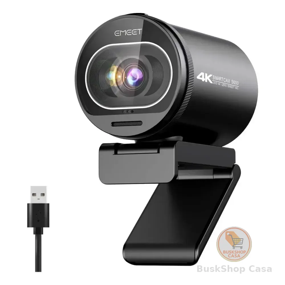 Emeet S600 4k Webcam 1080p 60fps Camera Para Pc Streaming Con Microfone Automático Full Hd Videoconferencia Preto