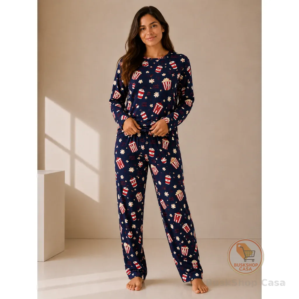 Pijama Feminino Longo Estampado Inverno Quentinho Confortável Suede Premium