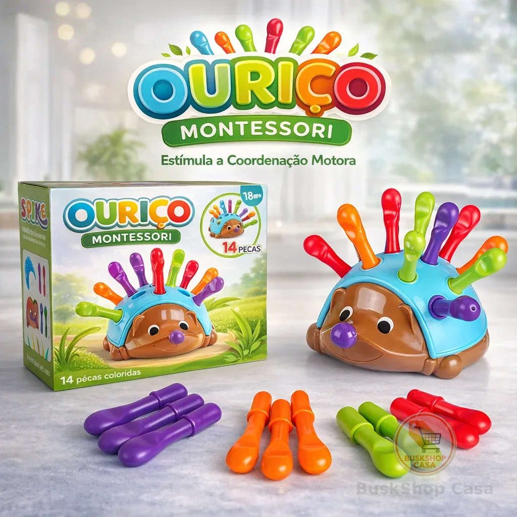 Brinquedo Educacional Bebê Ouriço Montessori Encaixar e Montar Sensorial Coordenação Motora