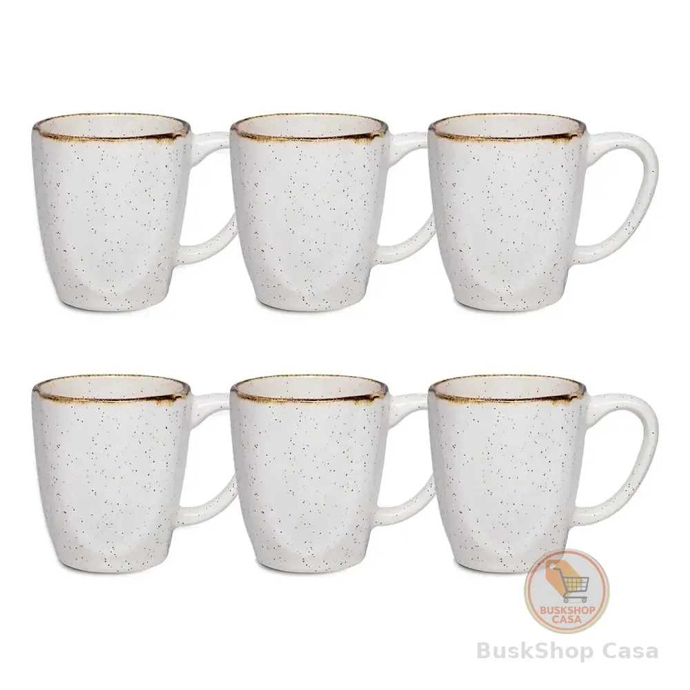 Jogo Com 6 Canecas De 260ml Em Porcelana Ryo Maresia Oxford