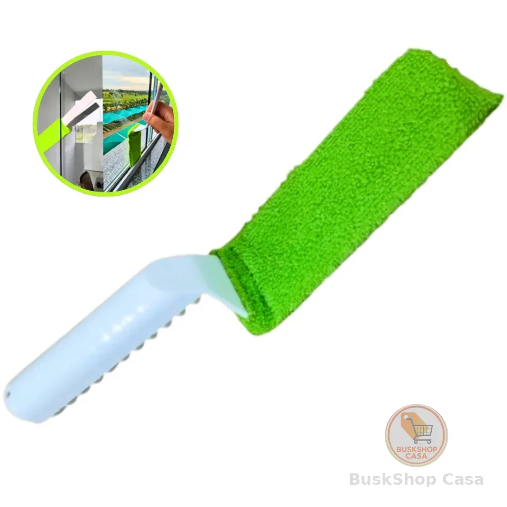 Limpador De Vidros Com Espatula Para Box Janelas Frestas Fendas Refil Microfibra