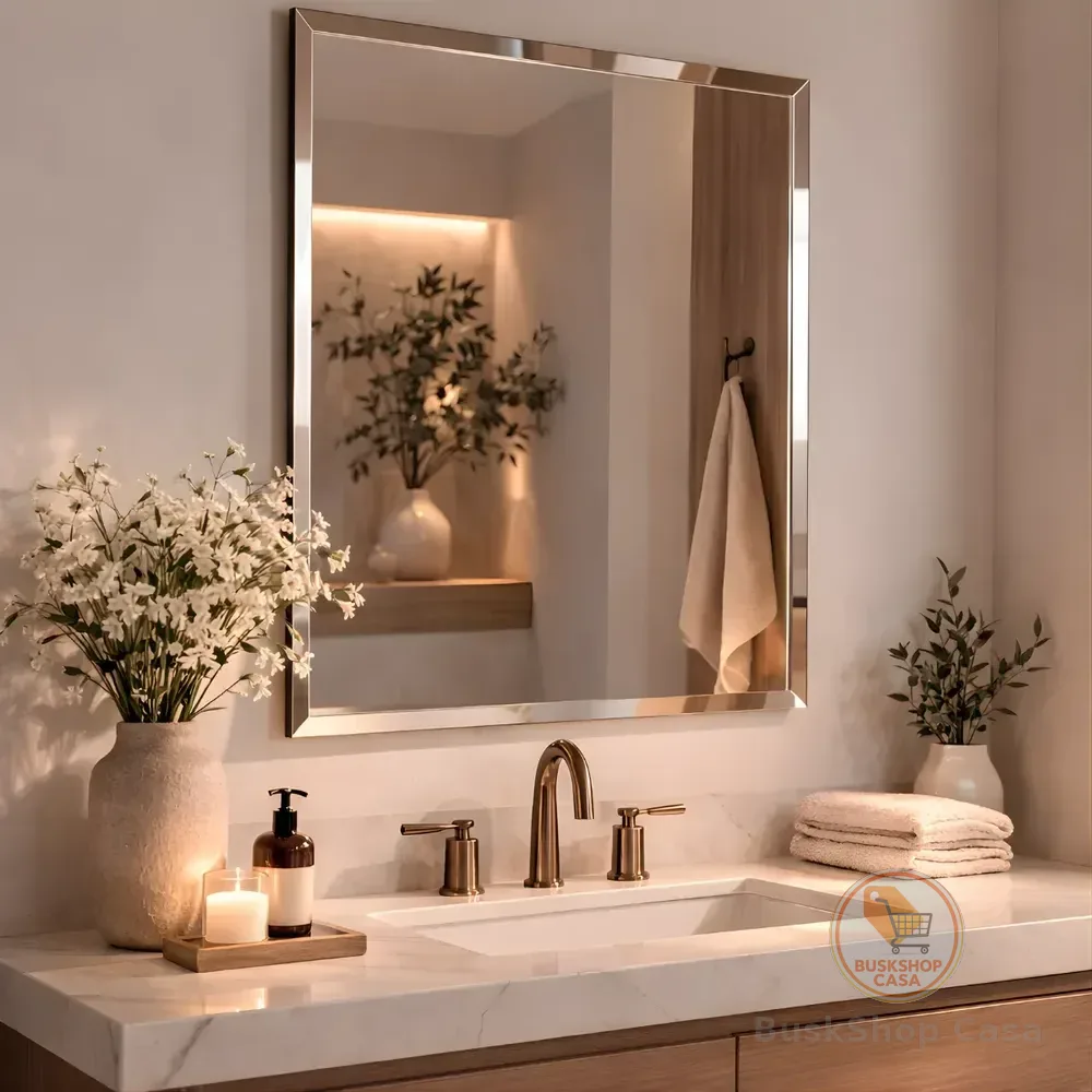 Espelho Mirano Paris 80x60cm Bisote Design Lapidado Moderno Suporte