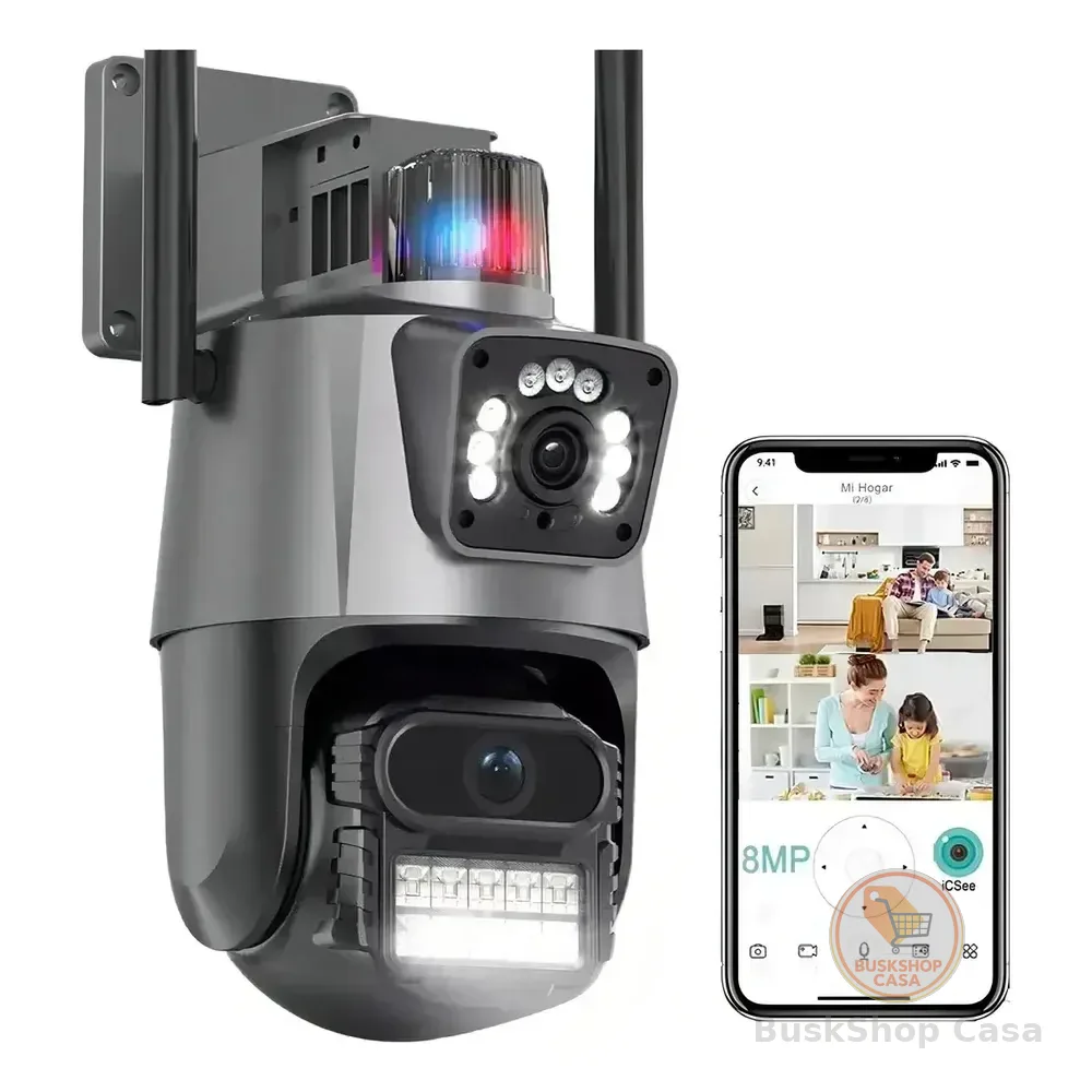 Câmera Segurança Ip Wifi P11 Lente Dupla 6mp Full Hd App Icsee Cor Preto Eks