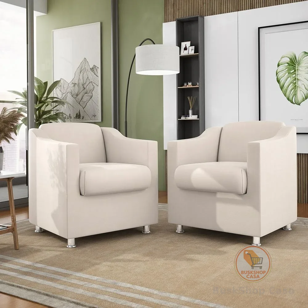 Kit 02 Poltronas Recepção Consultório Suede – Balaqui Decor