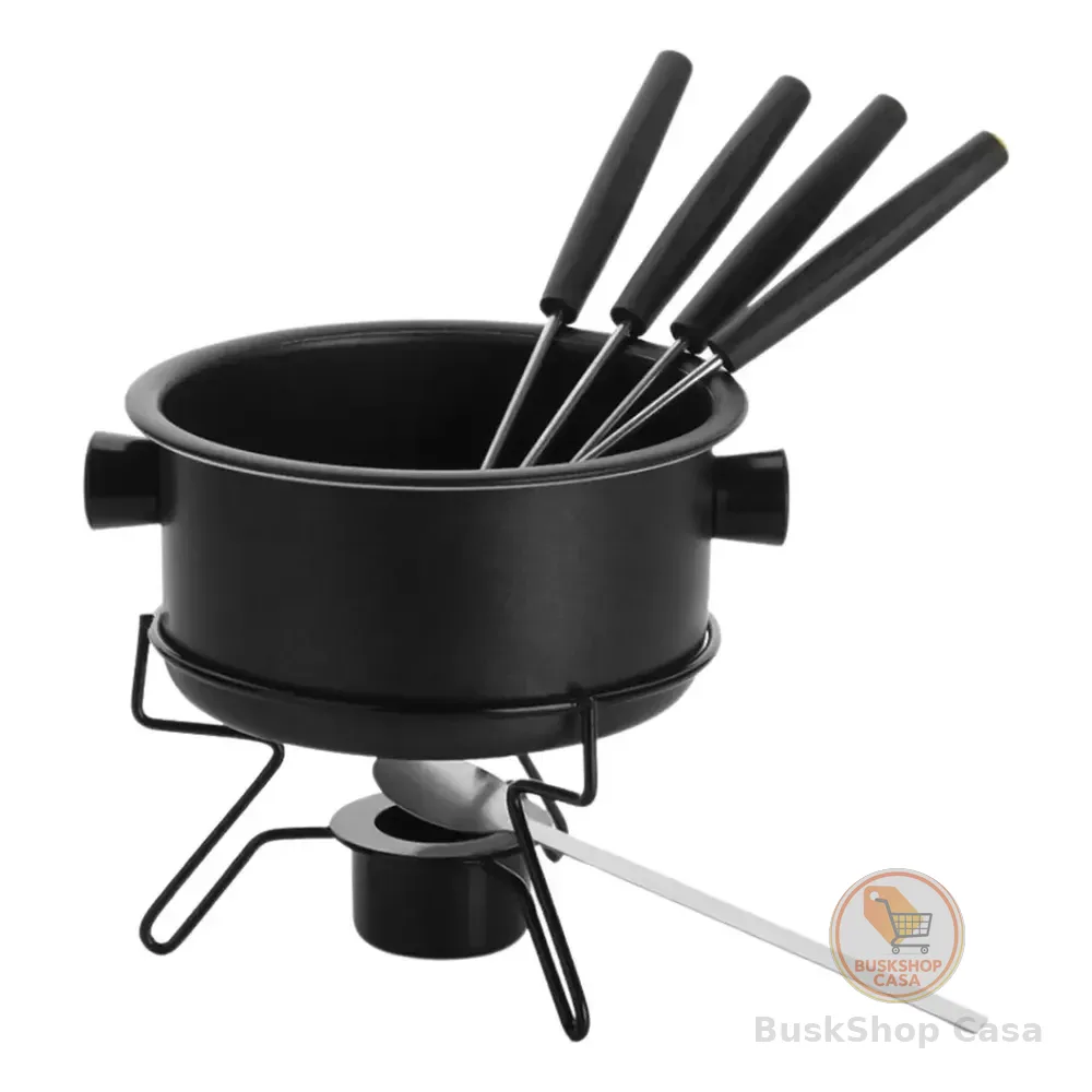 Aparelho Fondue Pop Antiaderente 7 Pçs Preto Forma + 4 Garfo