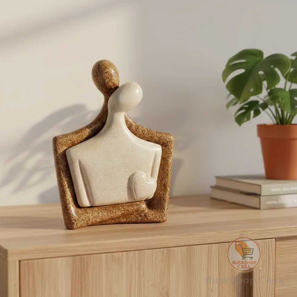 Escultura Casal Apaixonado Decoração Cerâmica Rack Sala Escritório