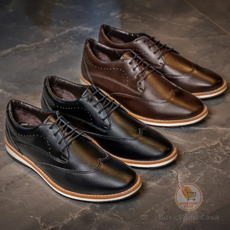 Kit 2 Pares Sapato Derby Casual Versales Masculino Elegante Marrom Preto Cadarço