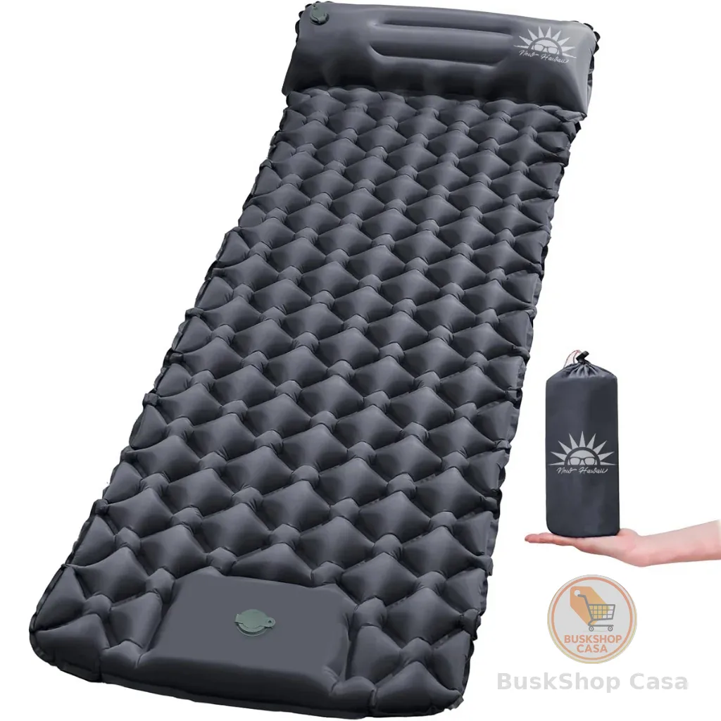 Colchão Inflável Camping 190cm Com Travesseiro Almofada De Viagem,Bomba Embutida NEW HAWAII