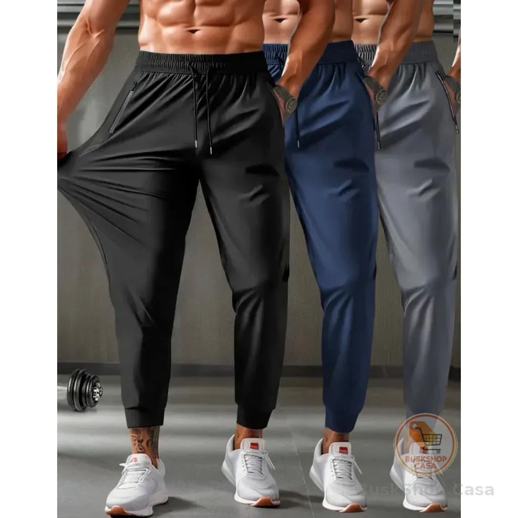 Calça Masculina Com Elastano Esportiva Fitness Slim Fit