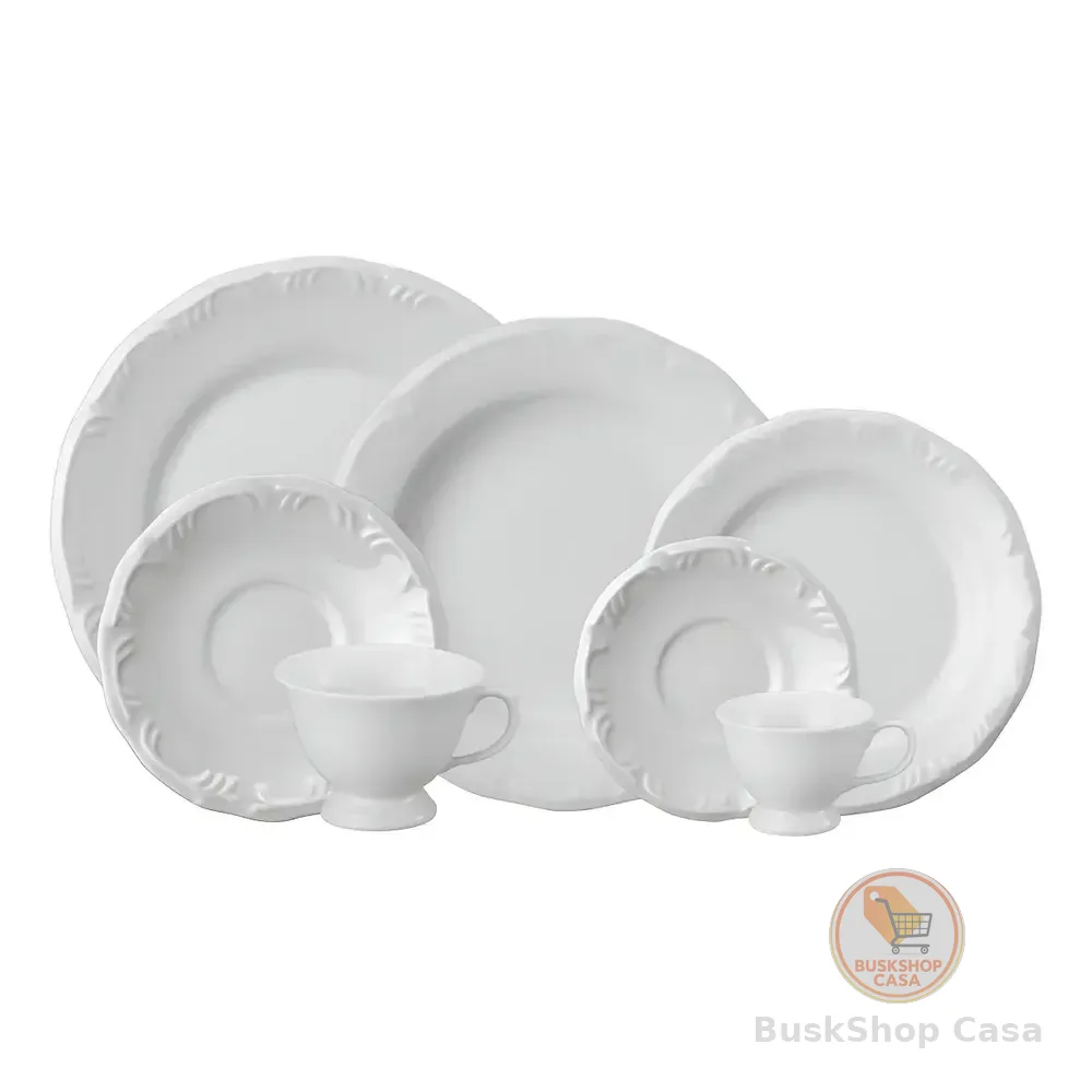 Jogo de Jantar Porcelana Schmidt Pomerode 42 Peças Branco Apto Lava-louças