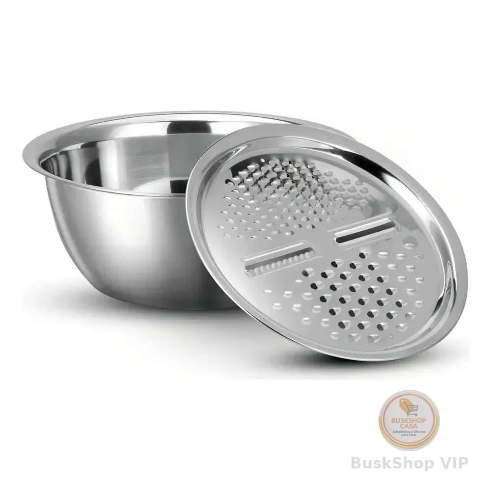 Bowl Ralador Unyhome Aço Inox 26cm Para Legumes E Queijo Manual