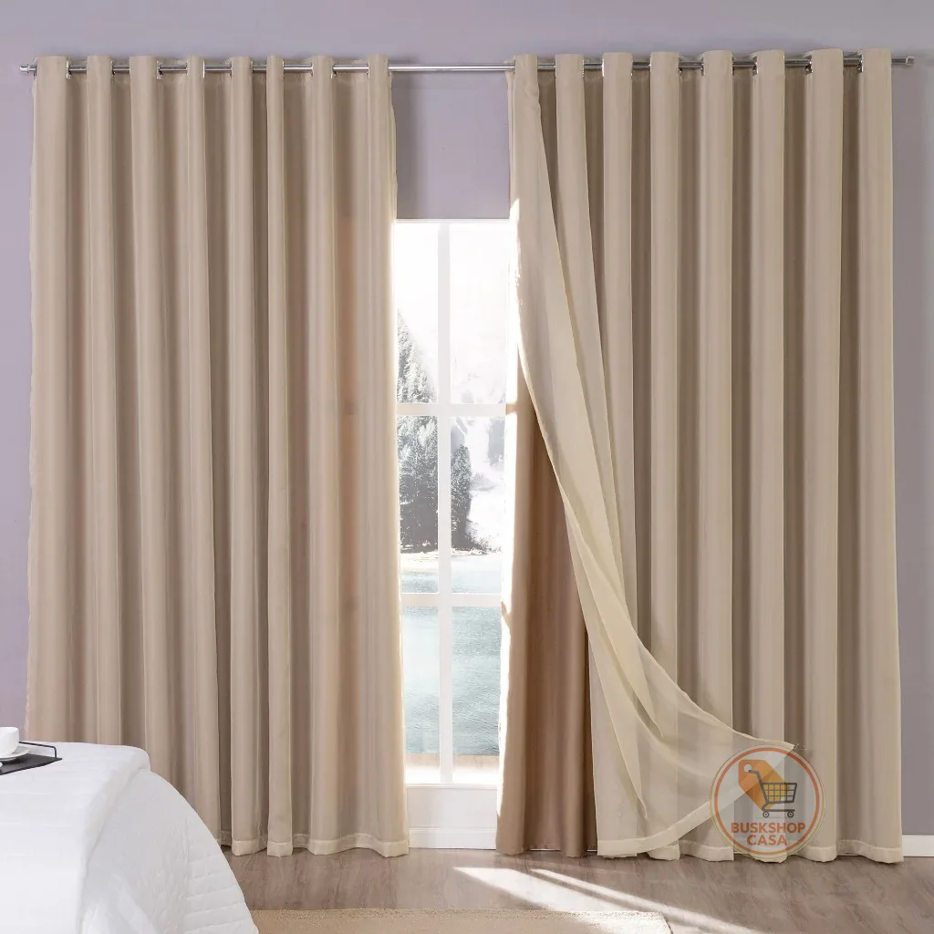 Cortina Tecido Blackout com Voil 3,00m x 2,70m Sala Quarto Adulto e Infantil