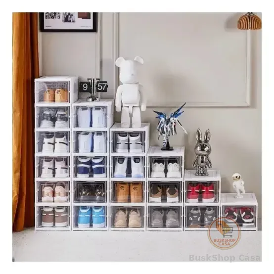 Organizador Caixas Sapatos Vertical Dobrável 6 Andares Luxo Branco Claro