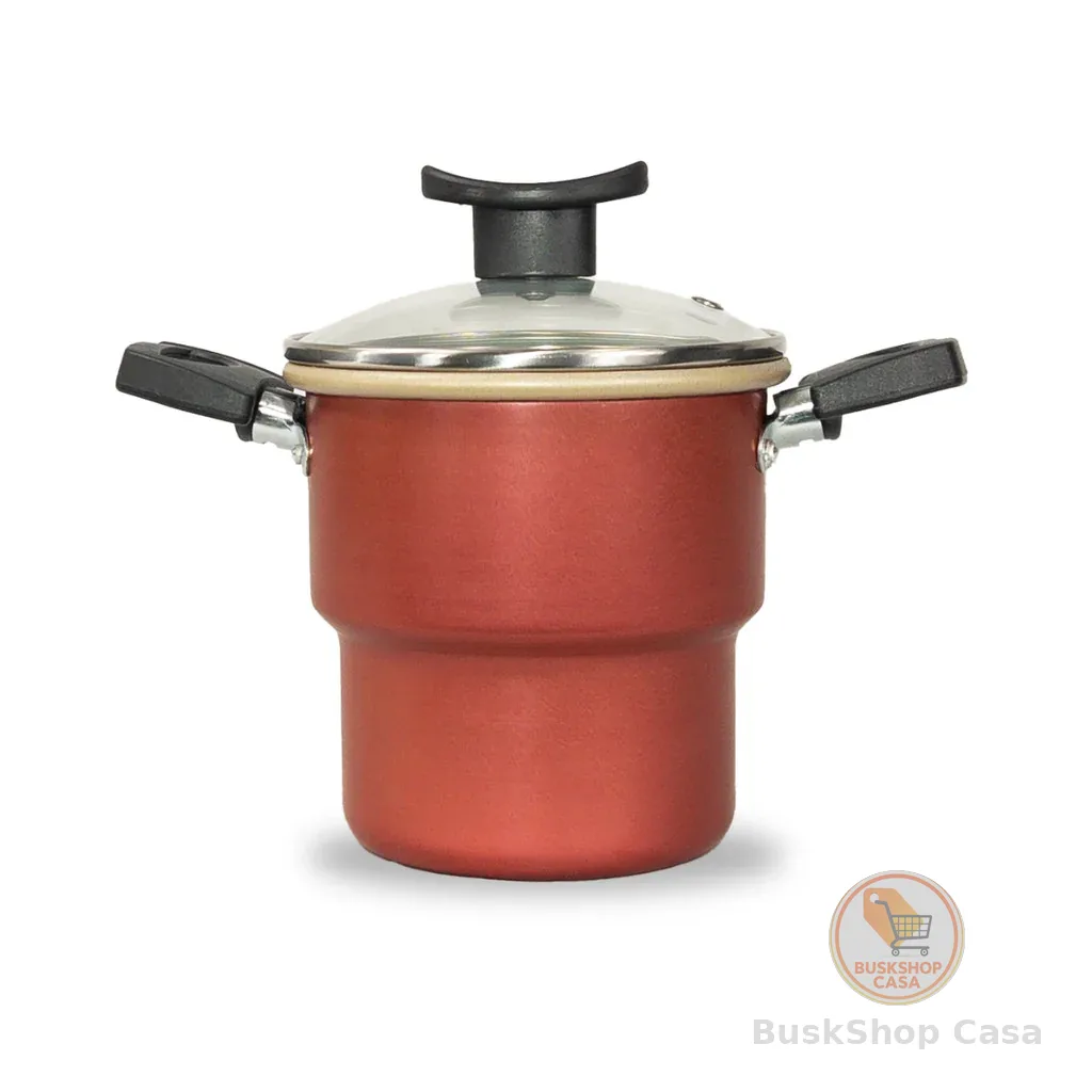 Cuscuzeiro Teflon Antiaderente Tampa de Vidro 16cm