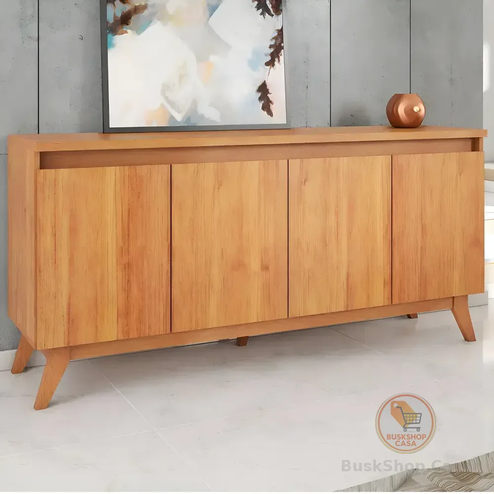 Balcão Buffet Stylo 4 Portas Mel - Viero Móveis Marrom