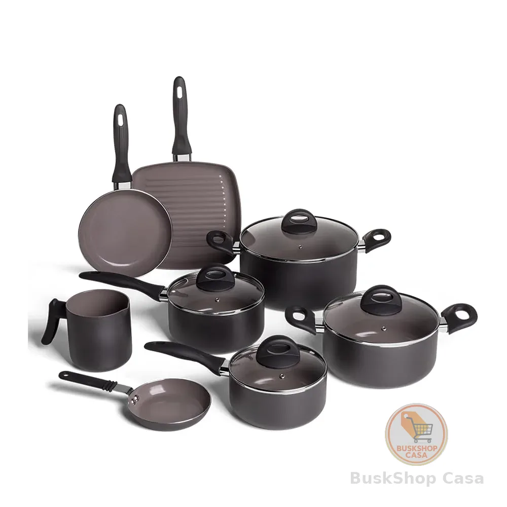 Brinox - Jogo de Panelas 8 Peças Ceramic Life Smart Plus - Preto