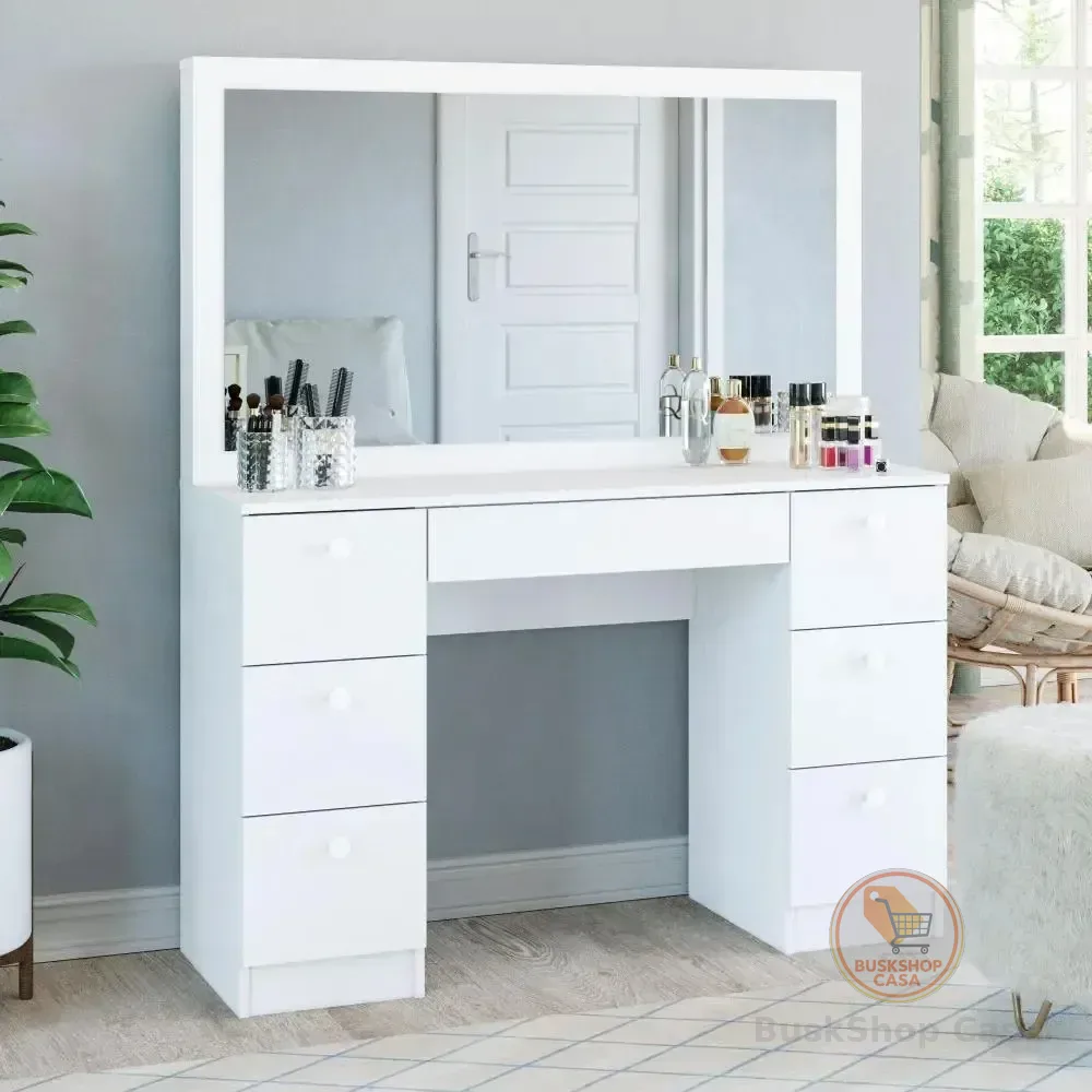 Penteadeira Ditália 7 Gavetas Pe-80 Branco Uv Acetinado