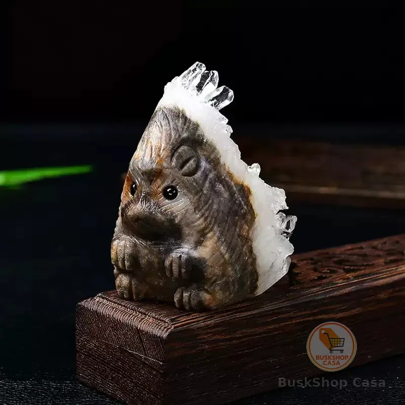 [Seleção Anyuan] Cluster de cristal branco Natural ametista cluster ouriço ornamentos de pedra áspera/escritório domésti