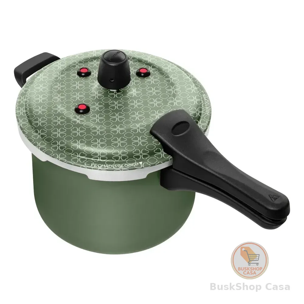 Panela de Pressão Patolux 5L Verde Fecho Externo Antiaderente 7 Camadas