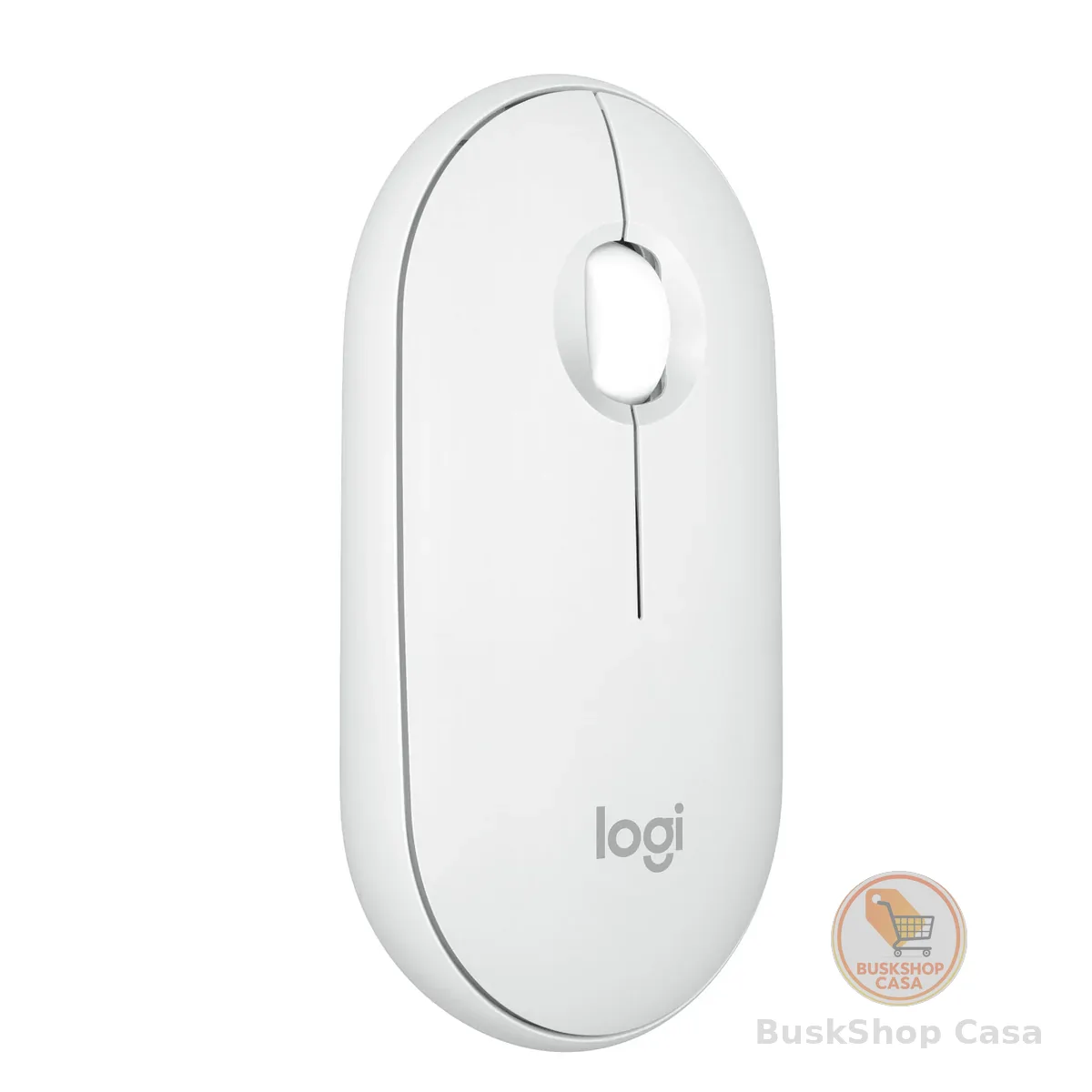 Mouse sem fio Logitech Pebble 2 M350s com Clique Silencioso, Design Slim Ambidestro, Conexão Bluetooth e Pilha Inclusa - Branco