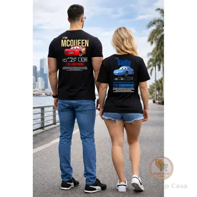 Kit Camiseta Casal Streetwear Carros  Mcqueen + Sally
