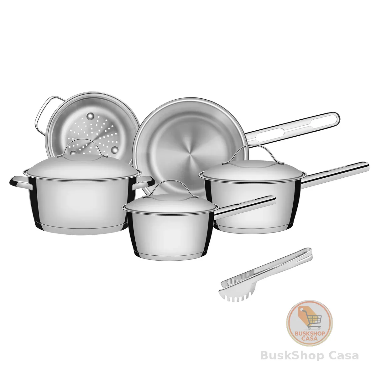Jogo de Panelas Tramontina Aço Inox Allegra 5 Peças Fundo Triplo + Pegador de Massa