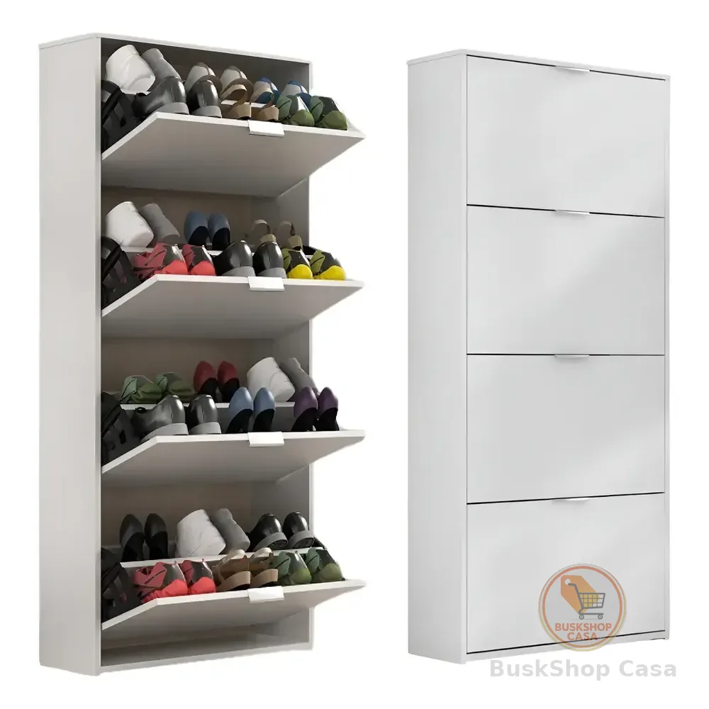 Sapateira Safira Branca Com 4 Portas Para 24 Pares De Sapatos Branco