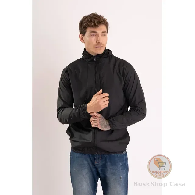 Jaqueta Corta Vento Liso Unissex Esportivo Capuz E Bolsos