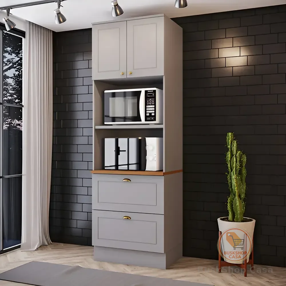 Paneleiro Torre Quente 2 Fornos Amy Casa 812 Cor Cinza