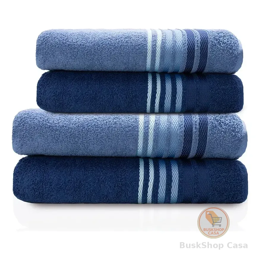 Jogo De Banho E Rosto 4 Pçs 400g/m2 Dynamo Select Camesa Marinho Com Azul Liso