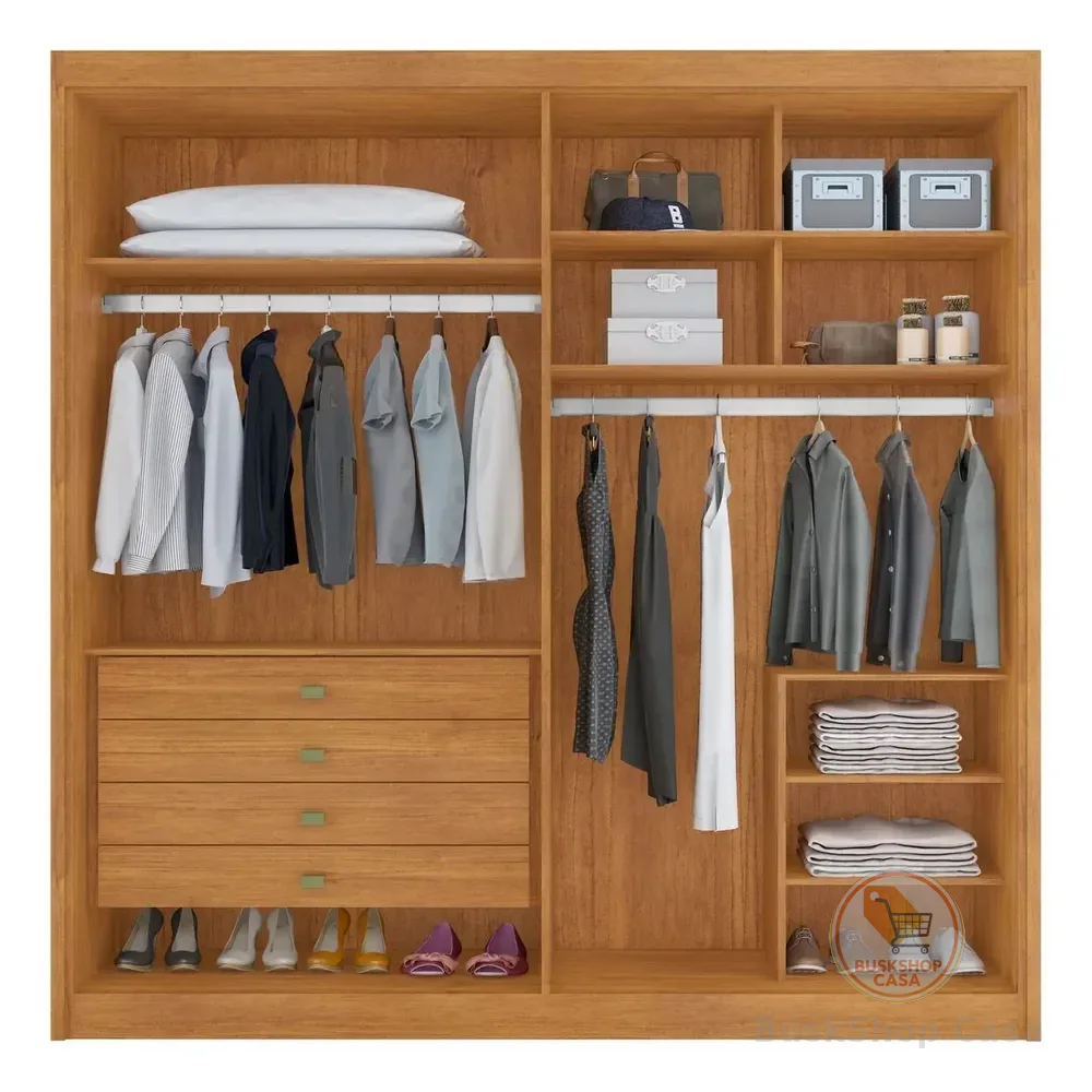 Guarda-roupa Casal 4 Portas 4 Gavetas Eloa Cinamomo